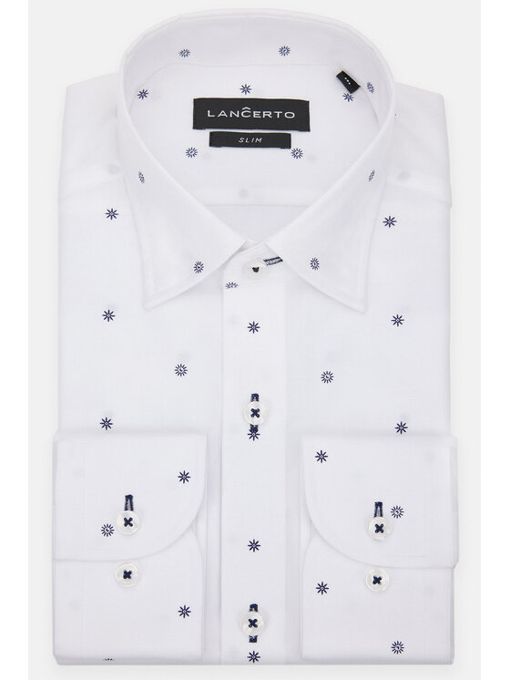 Lancerto Lancerto Koszula Ivory KO073123000037 Biały Slim Fit