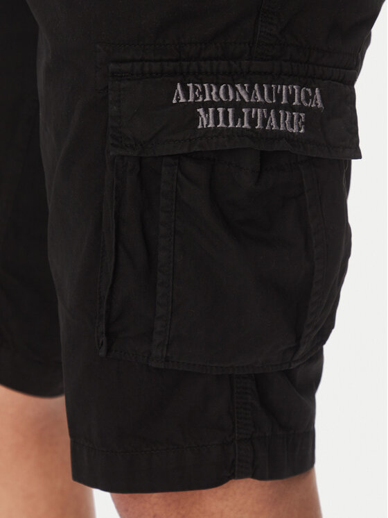 Aeronautica Militare Aeronautica Militare Pantalon scurți din material 251BE066CT1122 Negru Regular Fit