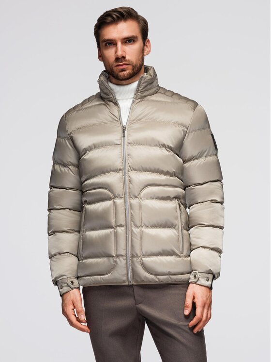 Ombre Ombre Kurtka przejściowa OM-JALP-0218 Szary Regular Fit