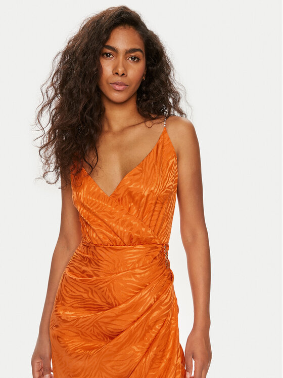 Fracomina Fracomina Poletna obleka FQ24SD3009W705F8 Oranžna Slim Fit
