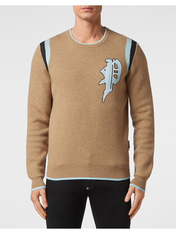 PHILIPP PLEIN PHILIPP PLEIN Sweter 20747 Beżowy Regular Fit