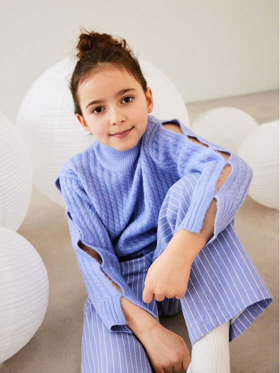 NAME IT NAME IT Hlače iz tkanine Bella 13224809 Modra Wide Leg
