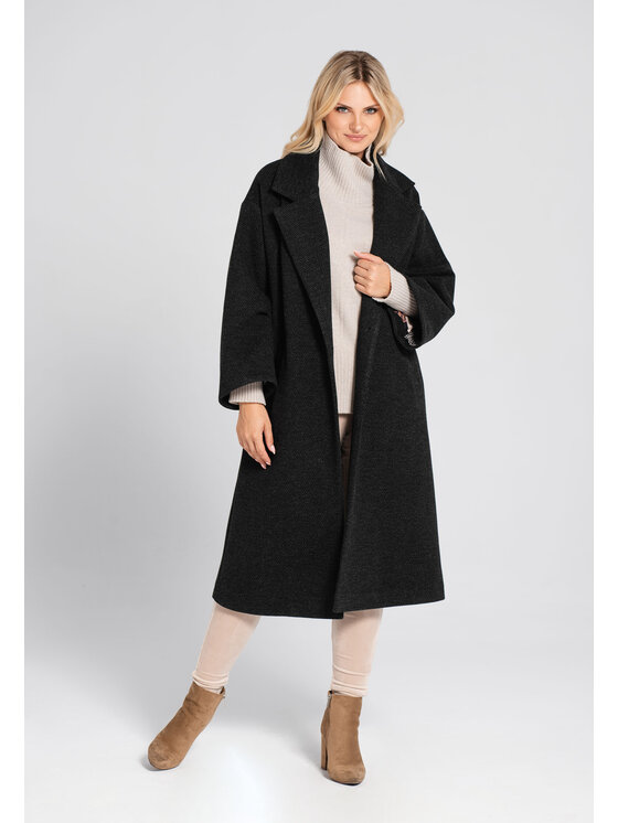 Look Made With Love Look Made With Love Płaszcz wełniany Chanel Look 904 Czarny Classic Fit