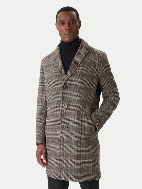 KARL LAGERFELD KARL LAGERFELD Płaszcz wełniany 455733 554755 Szary Regular Fit