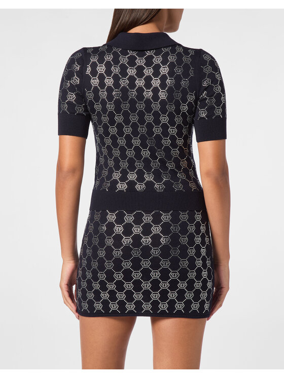 PHILIPP PLEIN PHILIPP PLEIN Polo 14717 Granatowy Regular Fit