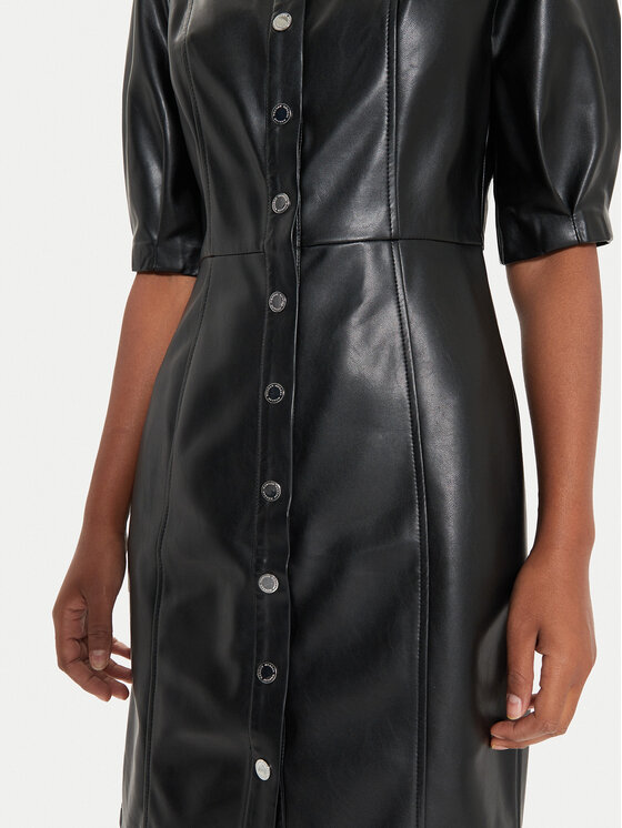 Morgan 242-regota Abito Maglione Aderente 2 In 1 Con Gonna Similpelle, Nero, XS Donna
