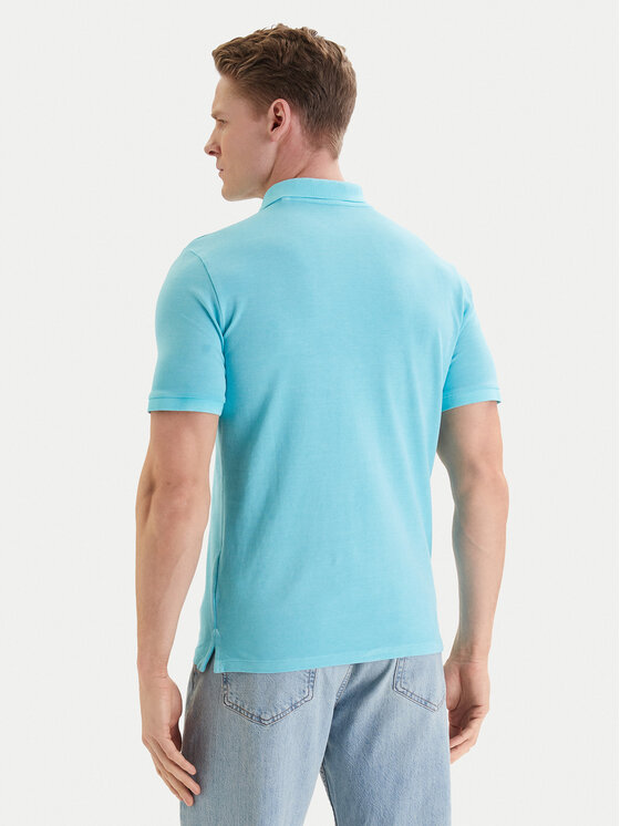 Guess Guess Tricou polo F6GP03 K9WF1 Turcoaz Slim Fit