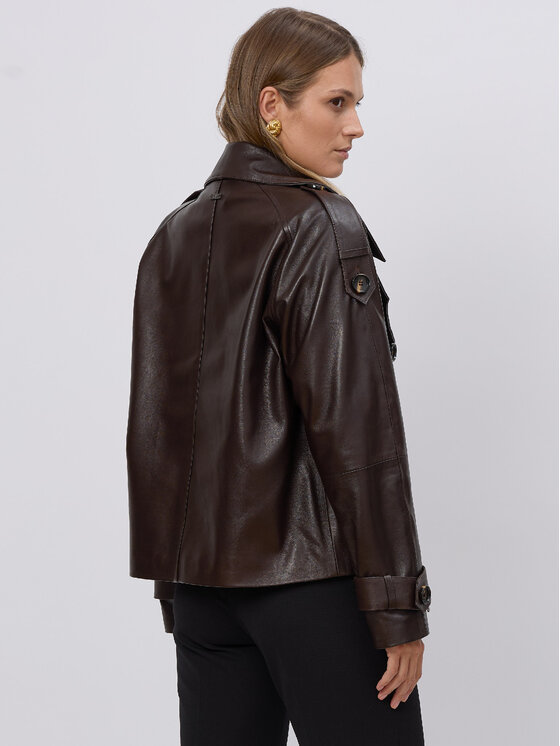 FAN LEATHER Fan Leather Kurtka skórzana Brązowa Brązowy Standard Fit