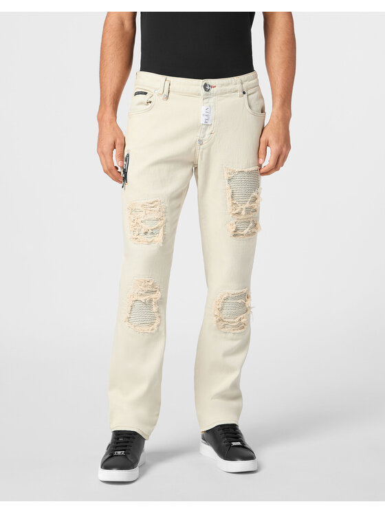 PHILIPP PLEIN PHILIPP PLEIN Jeansy 23233 Beżowy Skinny Fit
