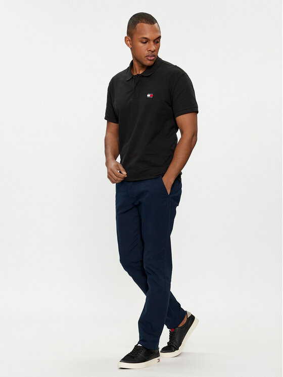 Tommy Jeans Tommy Jeans Тениска с яка и копчета Badge DM0DM18314 Черен Regular Fit