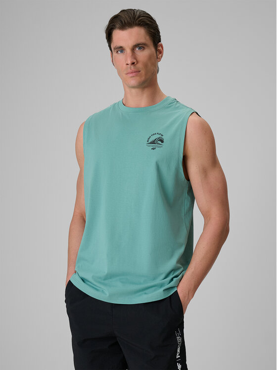 4F 4F Tank top CATCH THE WAVE Turkusowy Standard Fit
