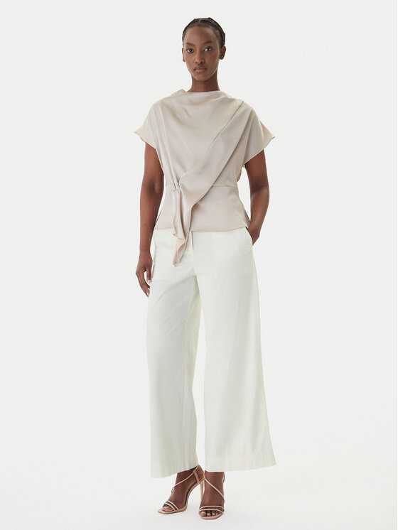 BOSS BOSS Текстилни панталони C_Tahilone1 50561636 Кремав Wide Leg