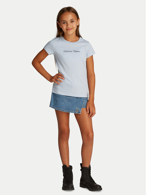 Calvin Klein Jeans Calvin Klein Jeans T-shirt Script Logo IG0IG02857 Svijetloplava Slim Fit