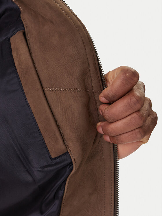 Tommy Hilfiger Tommy Hilfiger Кожено яке Harrington MW0MW42976 Кафяв Regular Fit