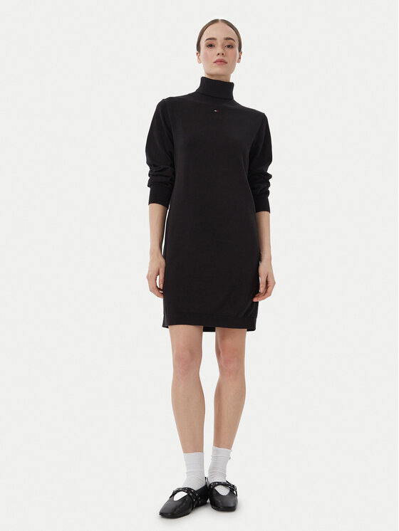 Tommy Jeans Tommy Jeans Плетена рокля Ess DW0DW23460 Черен Regular Fit