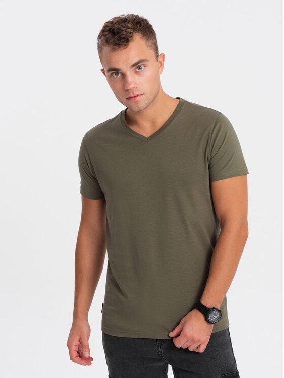 Ombre Ombre T-Shirt OM-TSBS-0145 Zielony Classic Fit