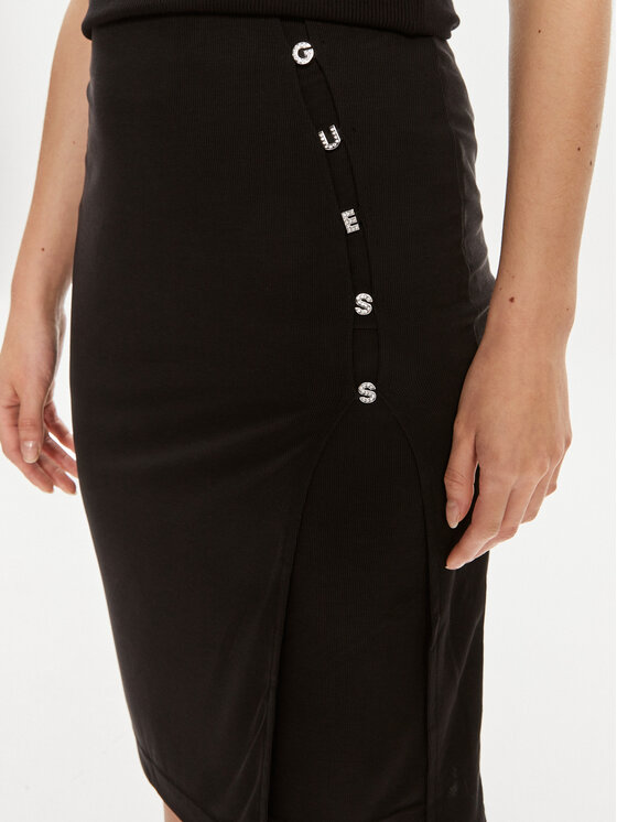 Guess Guess Midi szoknya Elis W4YD53 KAQL2 Fekete Slim Fit