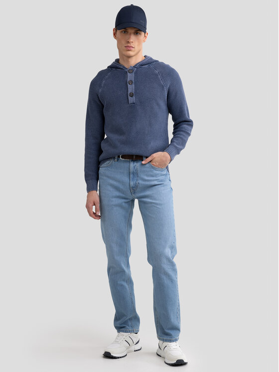 BIG STAR BIG STAR Sweter CARLSON Granatowy Basic Fit