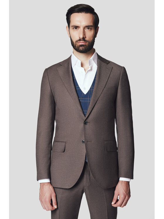Lancerto Lancerto Garnitur Stockton GA073125000015 Brązowy Slim Fit