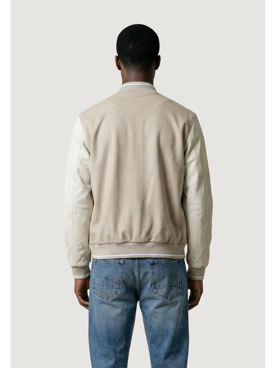 Antony Morato Antony Morato Giubbotto invernale REGULAR FIT WITH SLEEVES IN FAUX LEATHER AND PRINT Beige Regular Fit