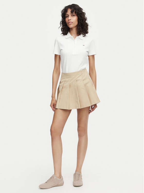 Guess Guess Plisovaná sukňa W6YD14 W2940 Béžová Regular Fit