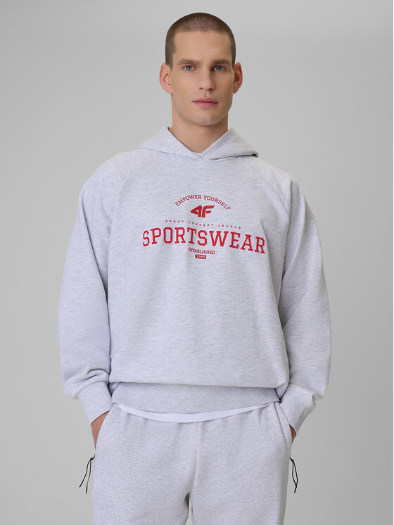 4F 4F Bluza SPORTS CLUB Szary jasny Loose Fit