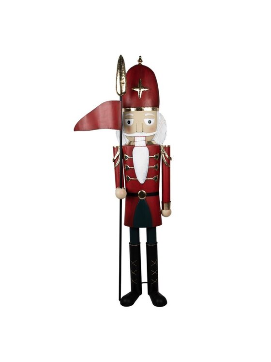 MIAhome MIAhome Figurka Duży Dziadek do Orzechów metalowy 179 cm Czerwony