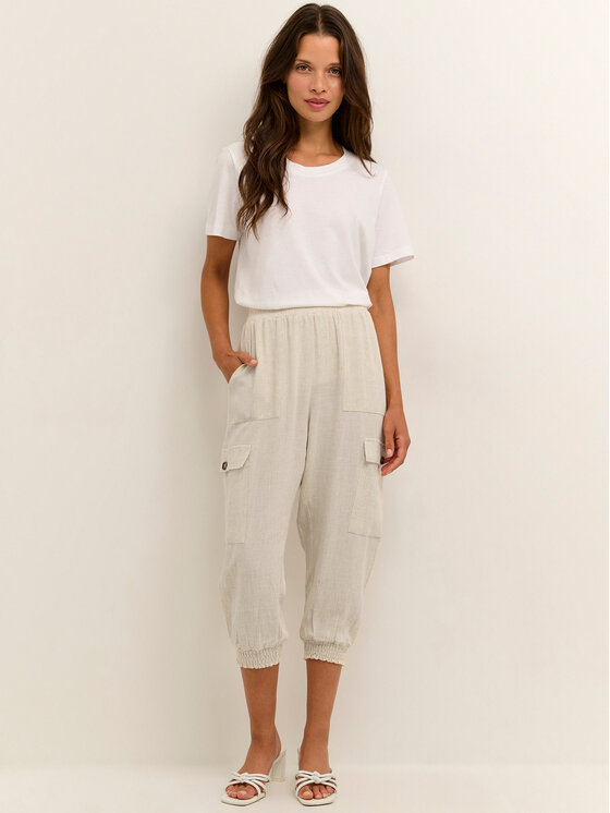 Kaffe Kaffe Riidest püksid Liny 10505458 Beež Relaxed Fit