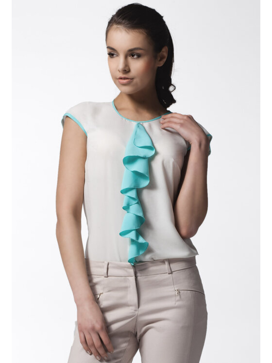 Awama Awama Bluzka A025 Écru Basic Fit
