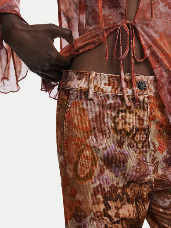 Desigual Desigual Bavlnené nohavice Romantica 25WWPW02 Oranžová Regular Fit