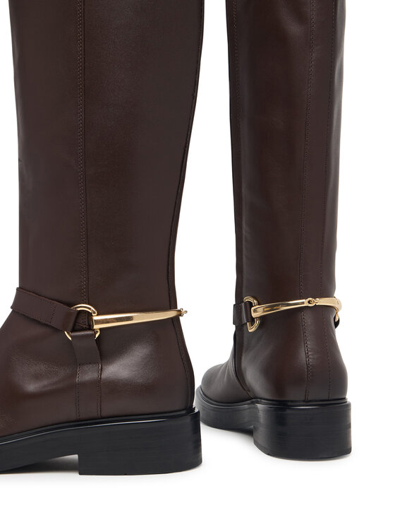Tommy Hilfiger Tommy Hilfiger Офицерки Th Stud Leather Knee Riding Boot FW0FW09608 Кафяв