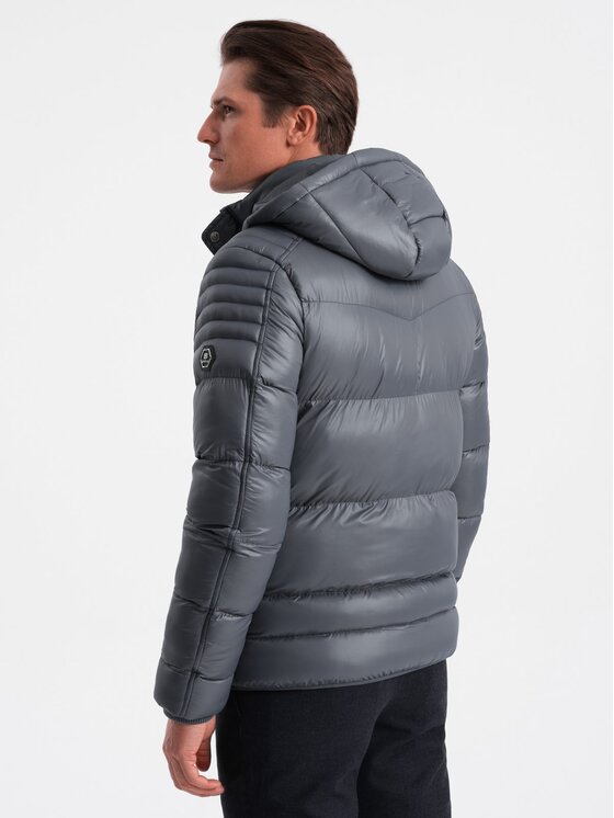 Ombre Ombre Zimní bunda OM-JAHP-22FW-010 Šedá Regular Fit