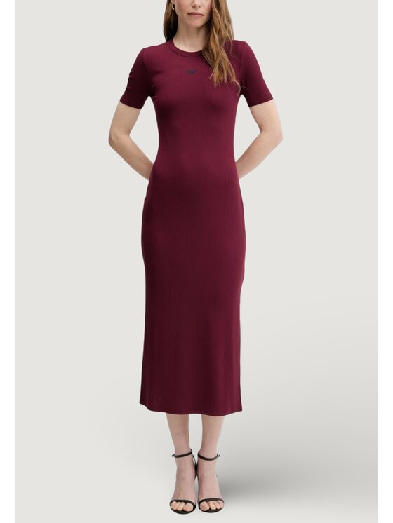 Calvin Klein Jeans Calvin Klein Jeans Vestito da giorno A - MODAL RIB SS DRE Bordeaux Rib Fit