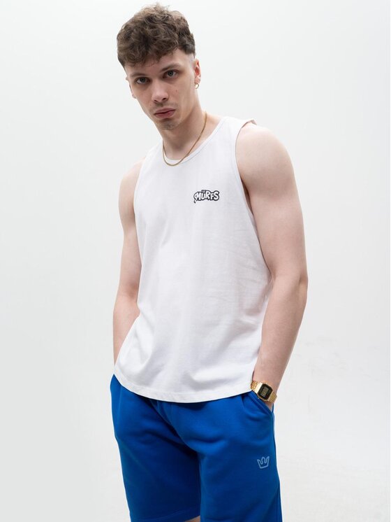 Smerfy Smerfy Tank top Zgrywus Sketch Bezrękawnik Biały Regular Fit