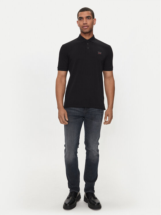 HUGO Hugo Polo Dereso_Gel 50528173 Czarny Regular Fit
