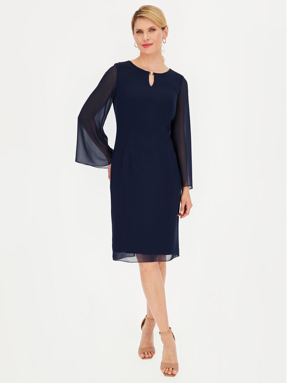 Potis & Verso Potis & Verso Sukienka elegancka Gabriella Granatowy Slim Fit