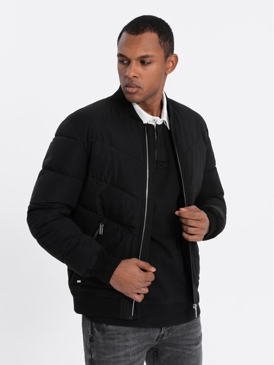 Ombre Ombre Bunda bomber OM-JALP-0143 Černá Regular Fit