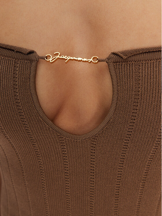 JACQUEMUS JACQUEMUS Sukienka dzianinowa 24E241KN358-2355 Brązowy Regular Fit
