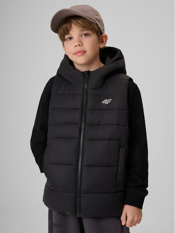 4F 4F Kamizelka OUTERWEAR Czarny Regular Fit