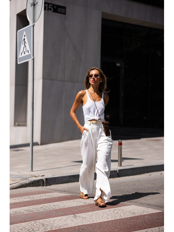 Hottie Hot Hottie Hot Παντελόνι υφασμάτινο PAY Λευκό Oversize