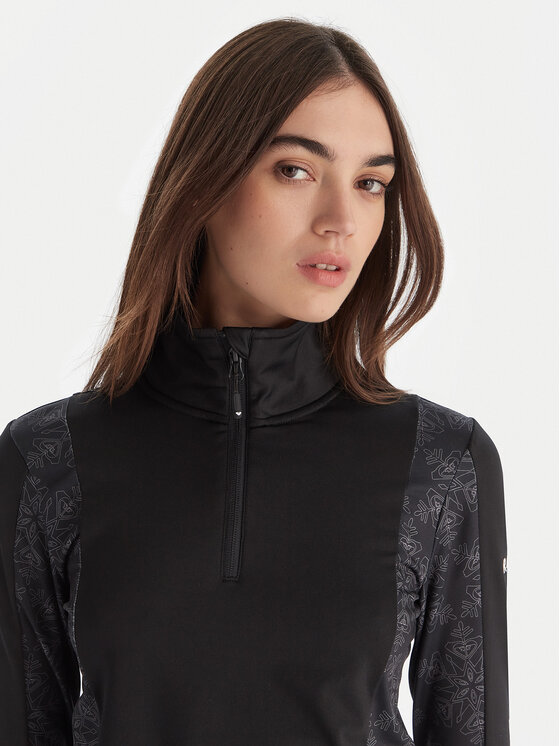 Roxy Roxy Lenjerie de corp termoactivă partea de sus Daybreak Brushed Half Zip ERJLW03054 Negru Slim Fit