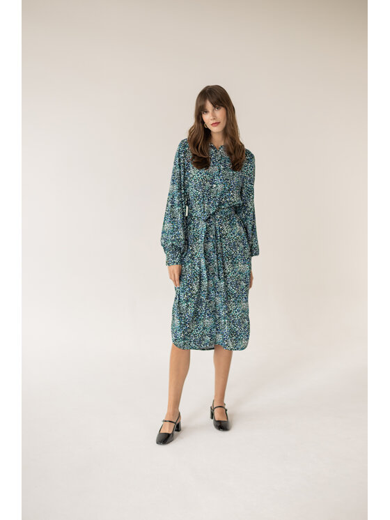 Entelier Entelier Sukienka koszulowa koszulowa midi Zielony Comfortable Fit