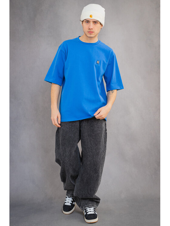 Mercur Mercur T-Shirt Monument Minilogo Niebieski Comfortable Fit