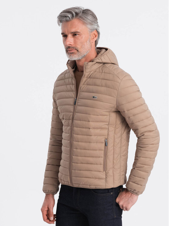 Ombre Ombre Bunda pro přechodné období OM-JALP-0156 Hnědá Regular Fit