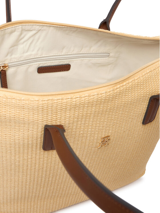 Tommy Hilfiger Tommy Hilfiger Geantă Popette Tote Raffia AW0AW18528 Bej