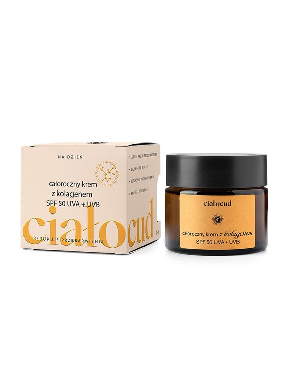 Krem do twarzy Flagolie, Flagolie Ciałocud całoroczny krem z kolagenem SPF50 UVA + UVB 50ml