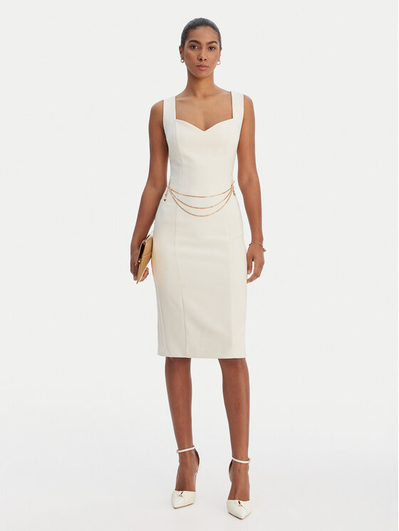 Fracomina Fracomina Koktel haljina FR26SD2017W42901 Écru Slim Fit