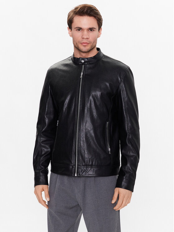 Sisley Sisley Bunda z imitace kůže 21DYSN01L Černá Regular Fit