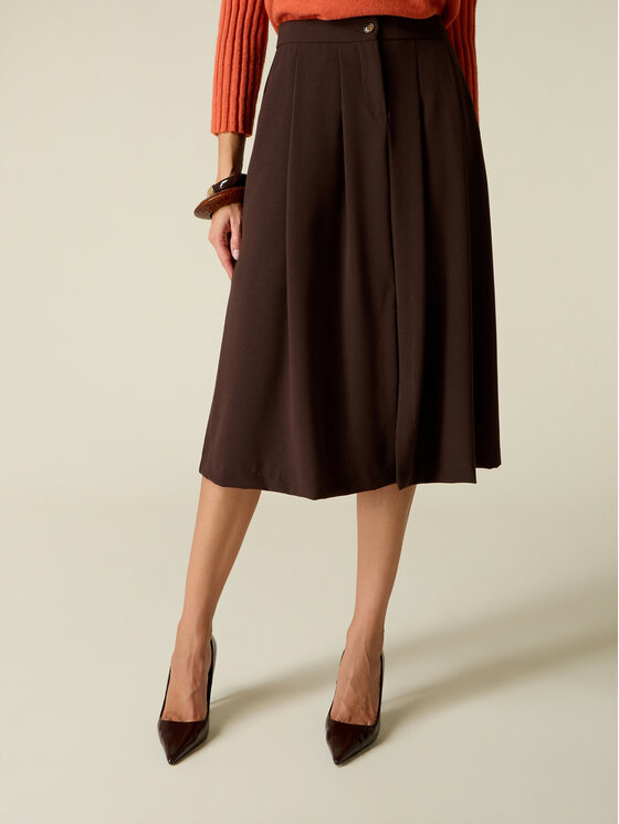 Oltre Oltre Spódnica midi 1032R001592N032 Brązowy Regular Fit