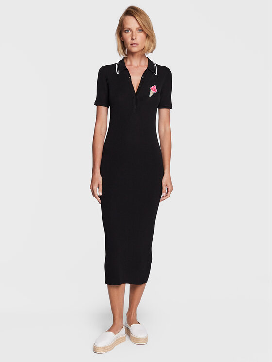 Ice Play Rochie tricotată 23E U2M0 AH02 9512 9000 Negru Slim Fit